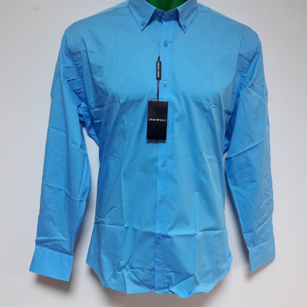 ARMANI JEANS MEN BLUE COTTON CASUAL SHIRT